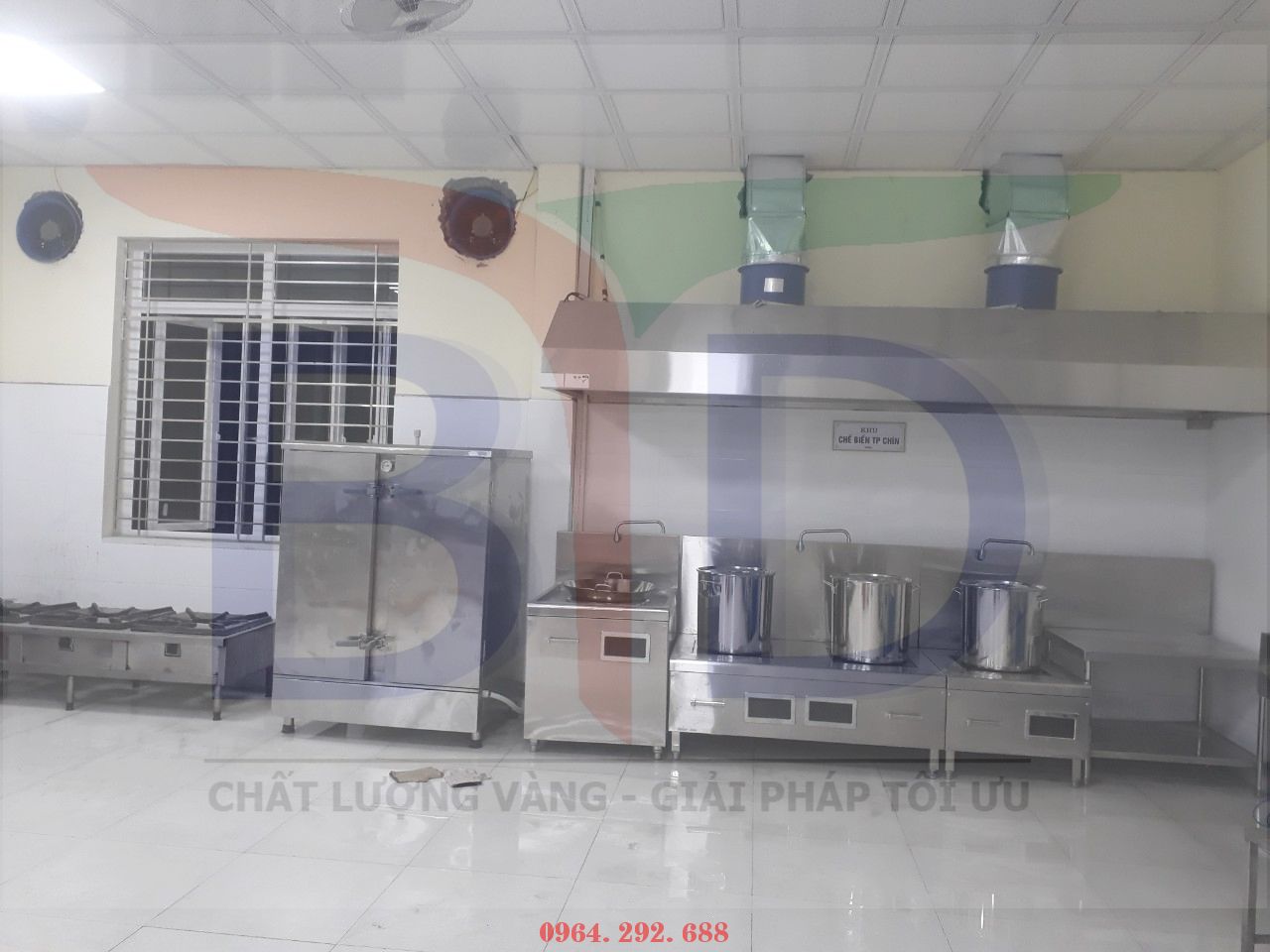 Hệ thống hút mùi khu bếp lắp tại trường mẫu giáo Kim Đồng I- Lê Chân- Hải Phòng