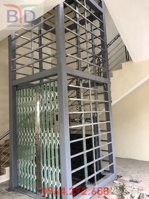 Lắp đặt sơn khung thép thang máy chở tài liệu 300kg- 2 stops tại kho vật chứng công an Ba Vì- Hà Nội